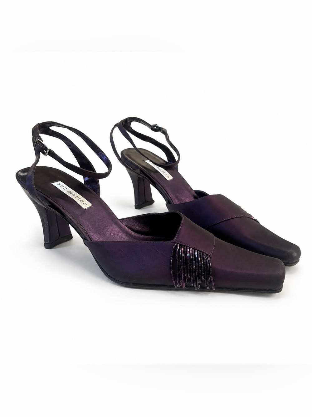 Vintage Y2K Beaded Purple Slingback Mules